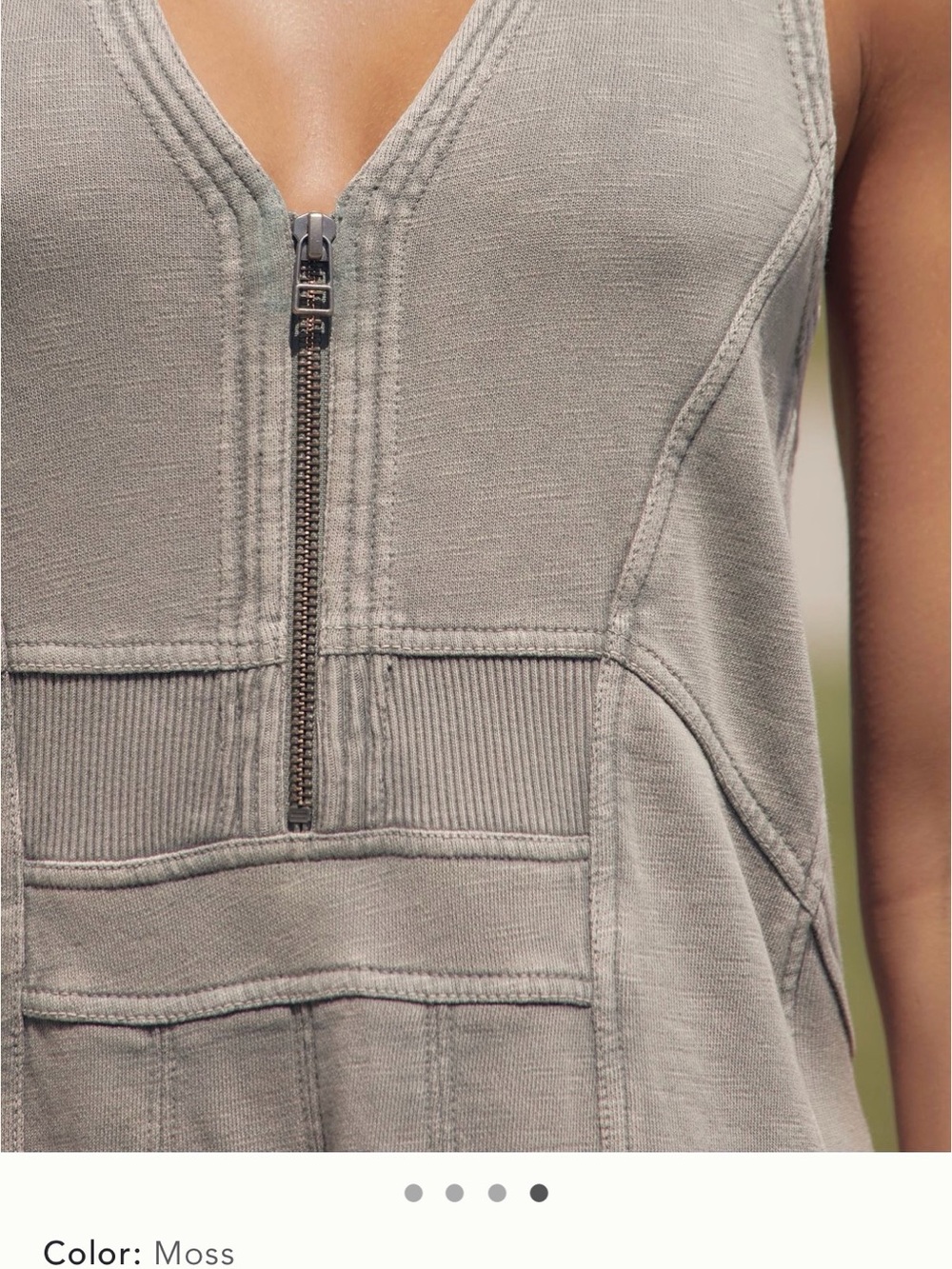 Daily Practice by Anthropologie Half Zip V Neck Mini Dress in Olive Green - Picture 4 of 12